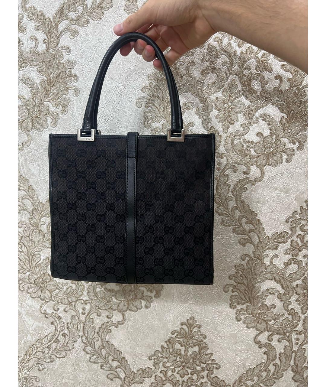 GUCCI Черная тканевая сумка с короткими ручками, фото 3