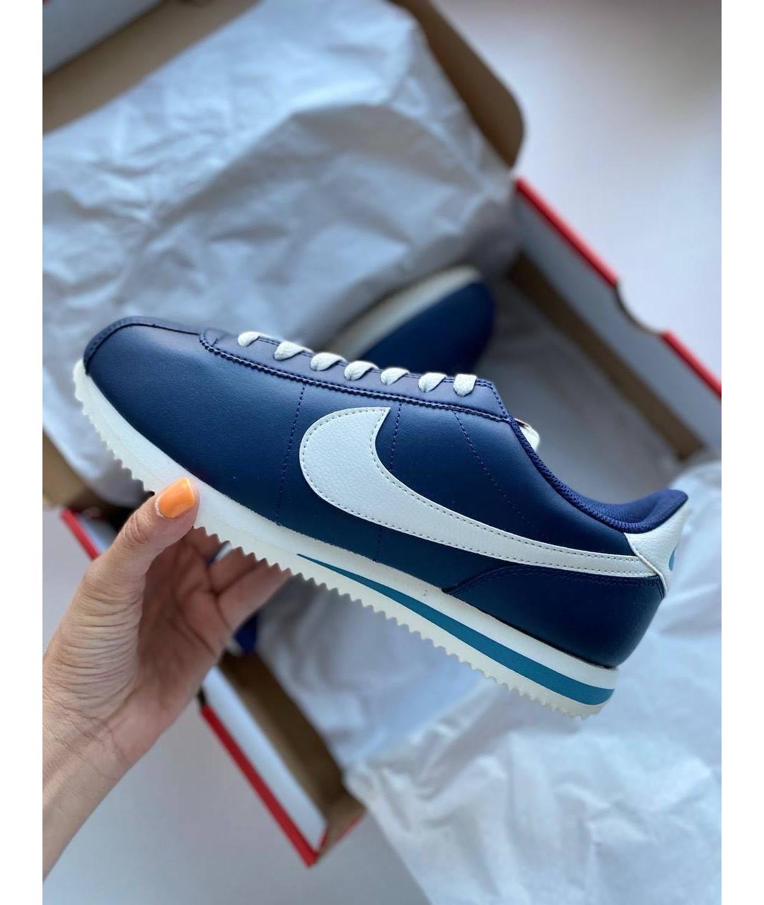 NIKE Синие низкие кроссовки / кеды из искусственной кожи, фото 3