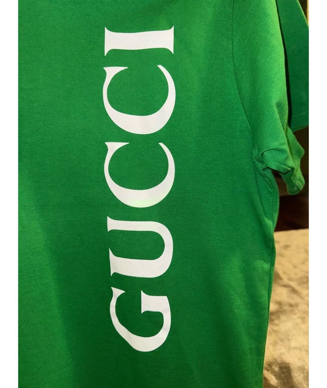 GUCCI Зеленая хлопковая футболка, фото 3