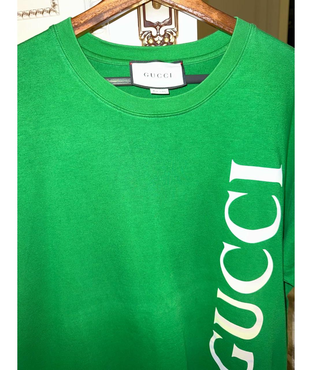 GUCCI Зеленая хлопковая футболка, фото 4