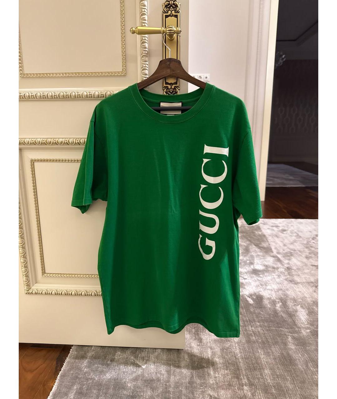 GUCCI Зеленая хлопковая футболка, фото 5