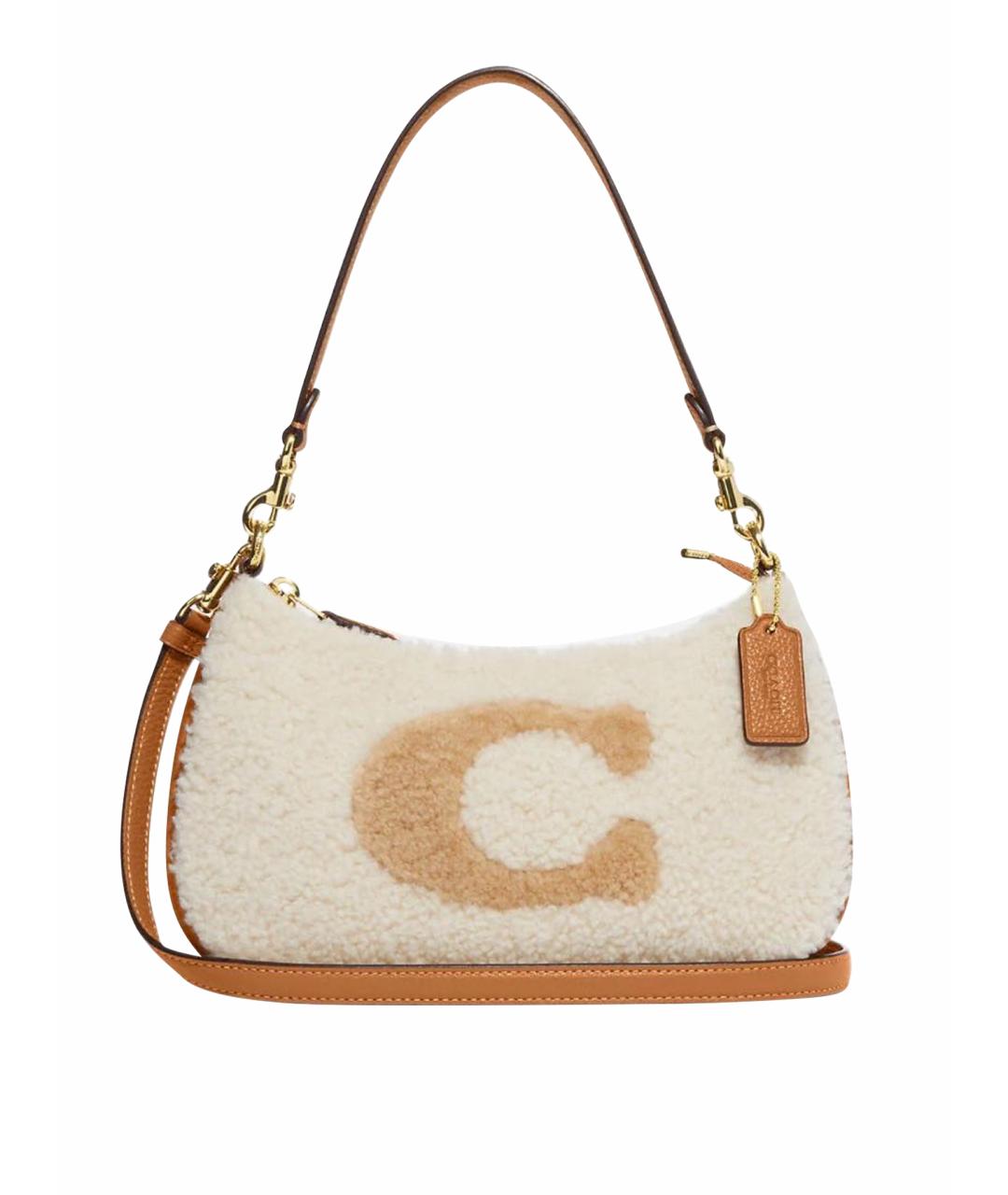 COACH Бежевая кожаная сумка через плечо, фото 1