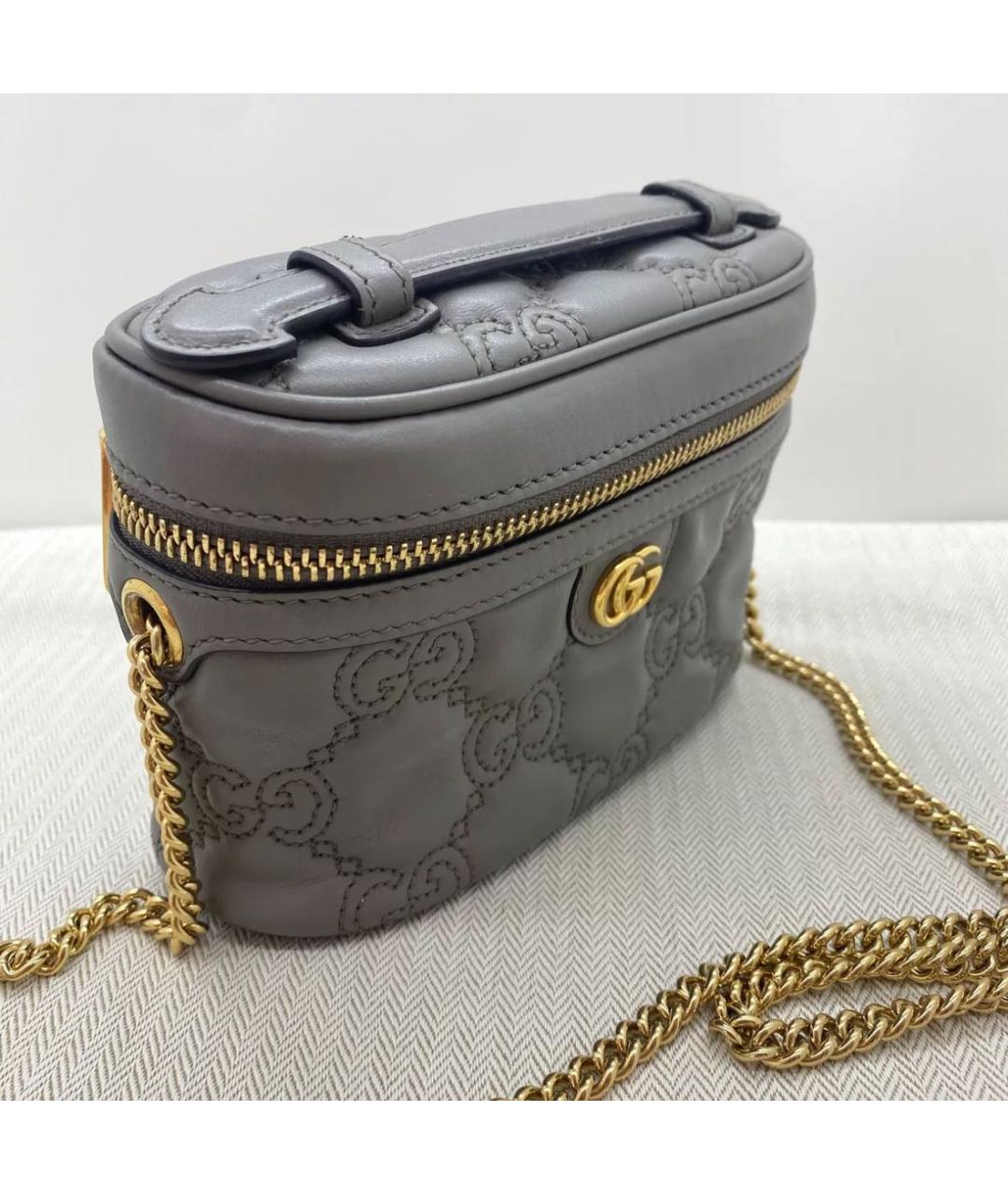 GUCCI Антрацитовая кожаная сумка через плечо, фото 4