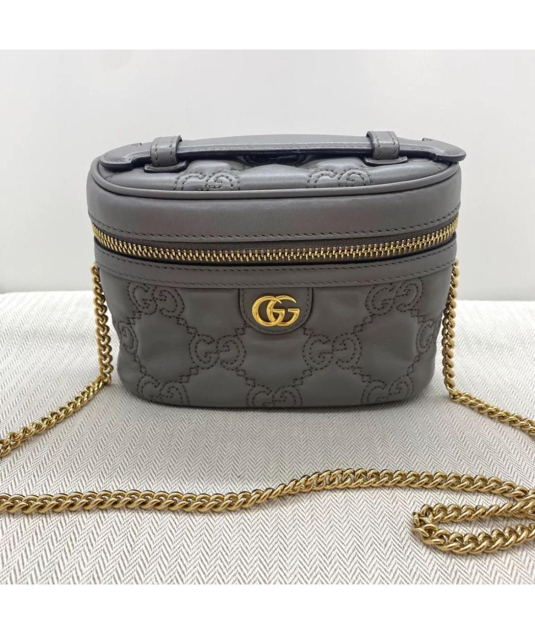 GUCCI Антрацитовая кожаная сумка через плечо, фото 2