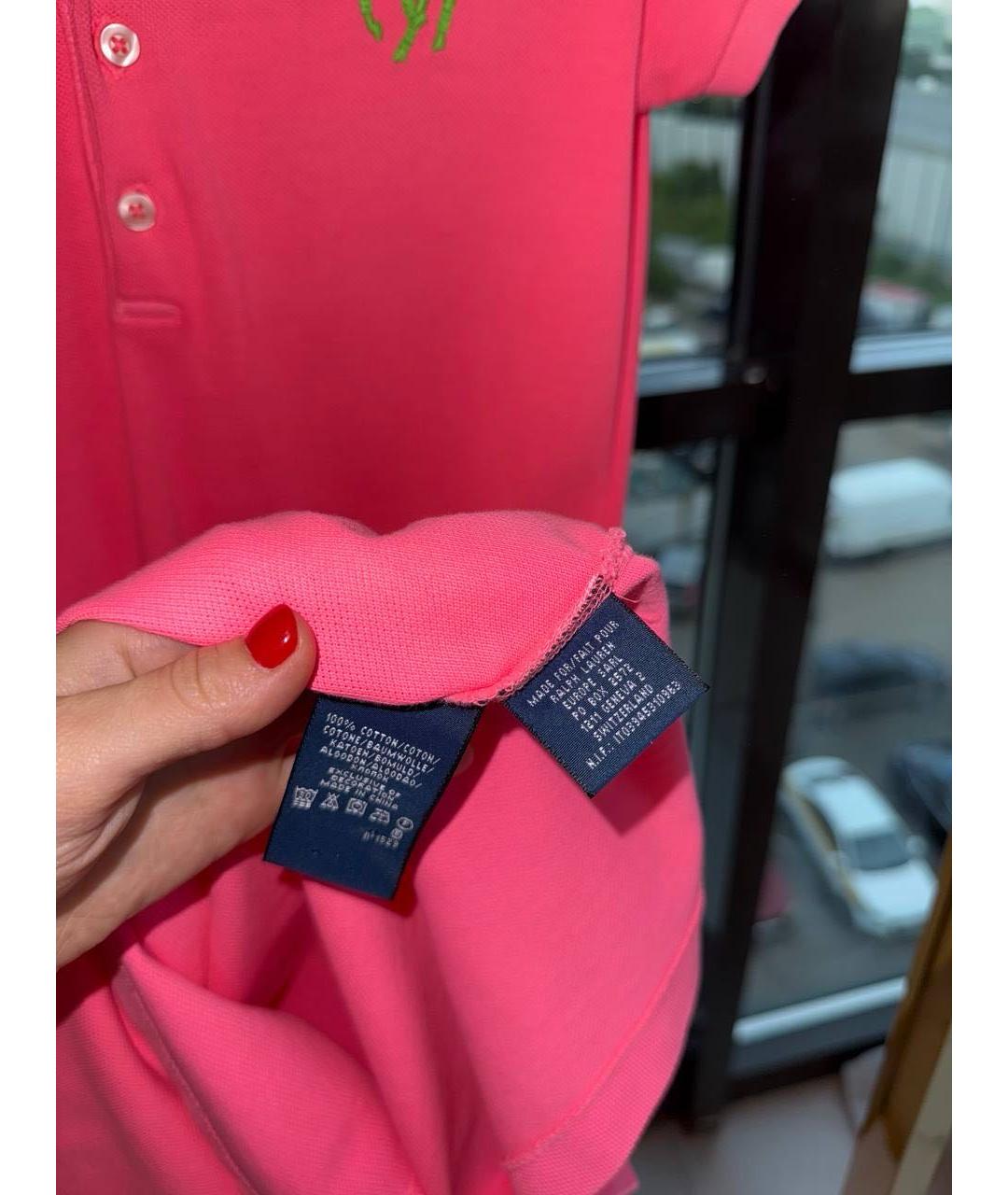 RALPH LAUREN Розовое хлопковое повседневное платье, фото 4