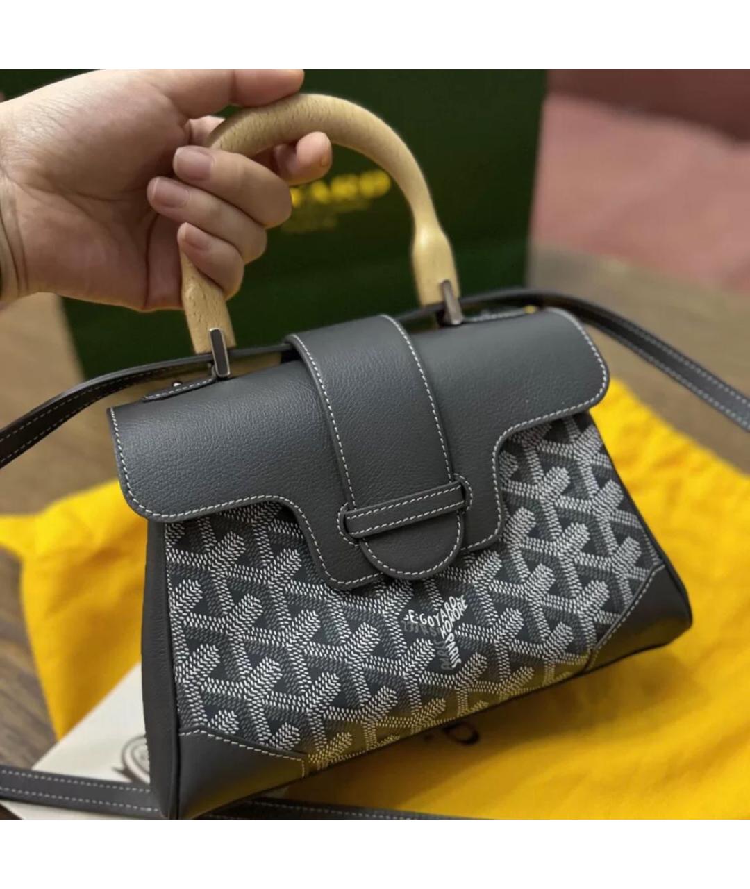 GOYARD Антрацитовая кожаная сумка через плечо, фото 2