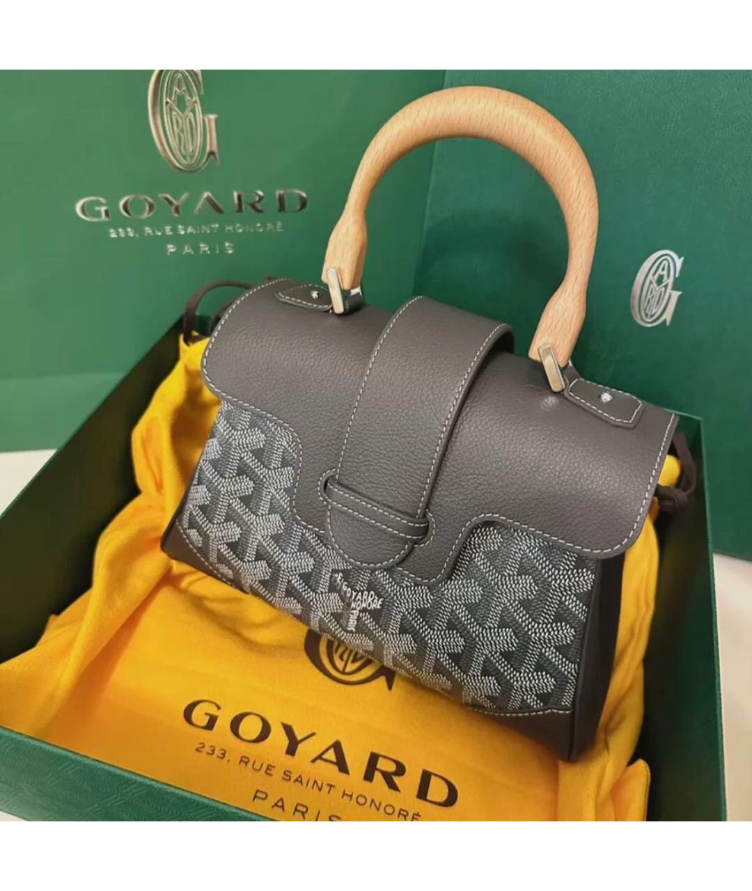 GOYARD Антрацитовая кожаная сумка через плечо, фото 3