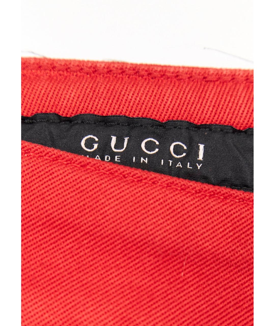 GUCCI Красная хлопко-эластановая юбка мини, фото 3