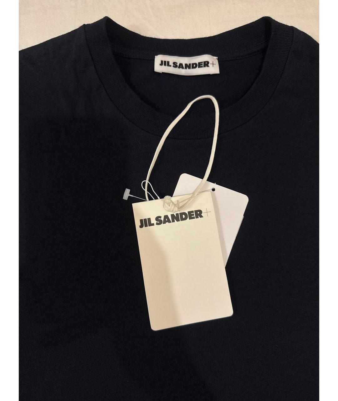JIL SANDER Темно-синяя хлопковая футболка, фото 4