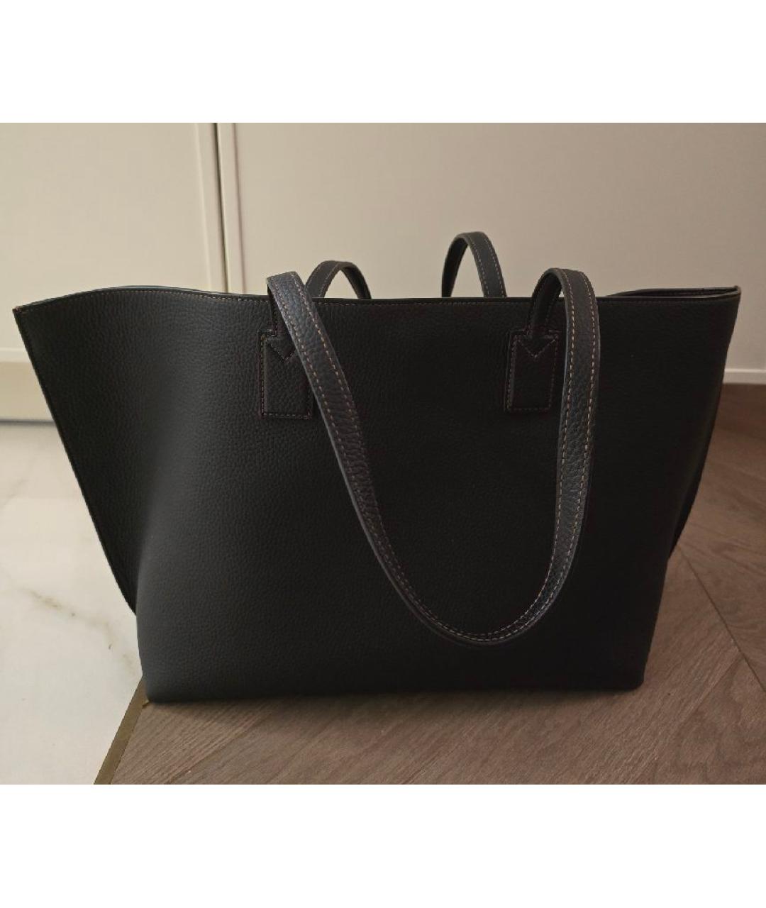 BURBERRY Черная кожаная сумка тоут, фото 3