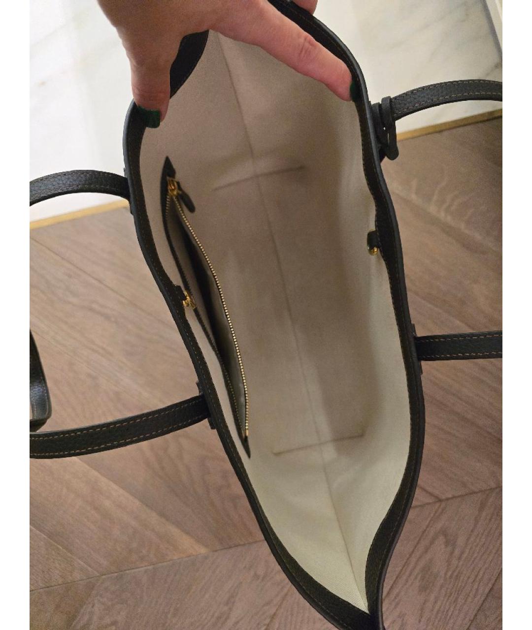 BURBERRY Черная кожаная сумка тоут, фото 4