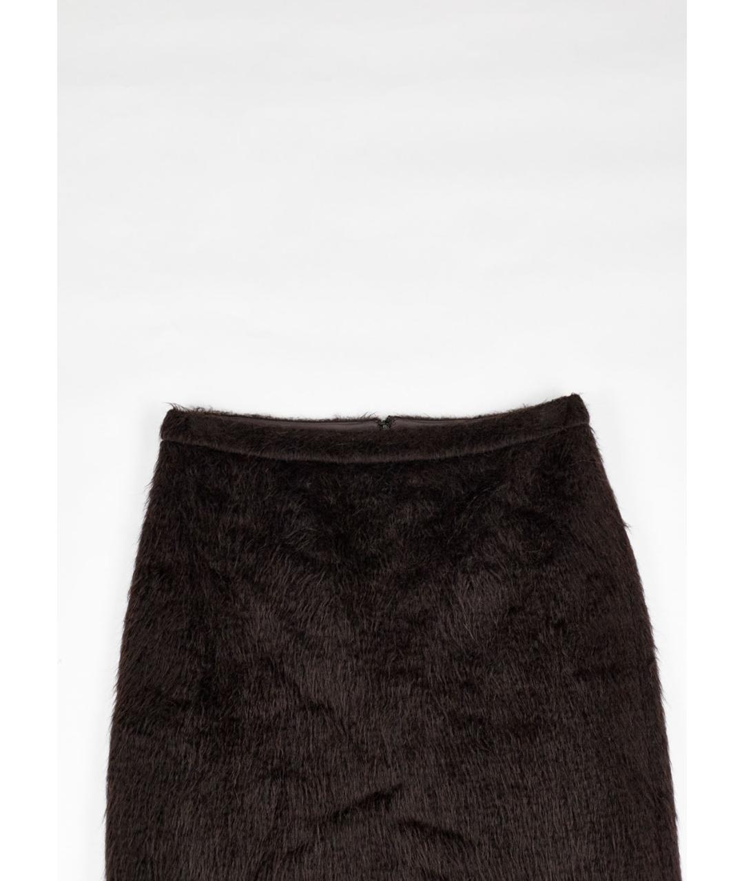 MAX MARA Коричневая шерстяная юбка мини, фото 4