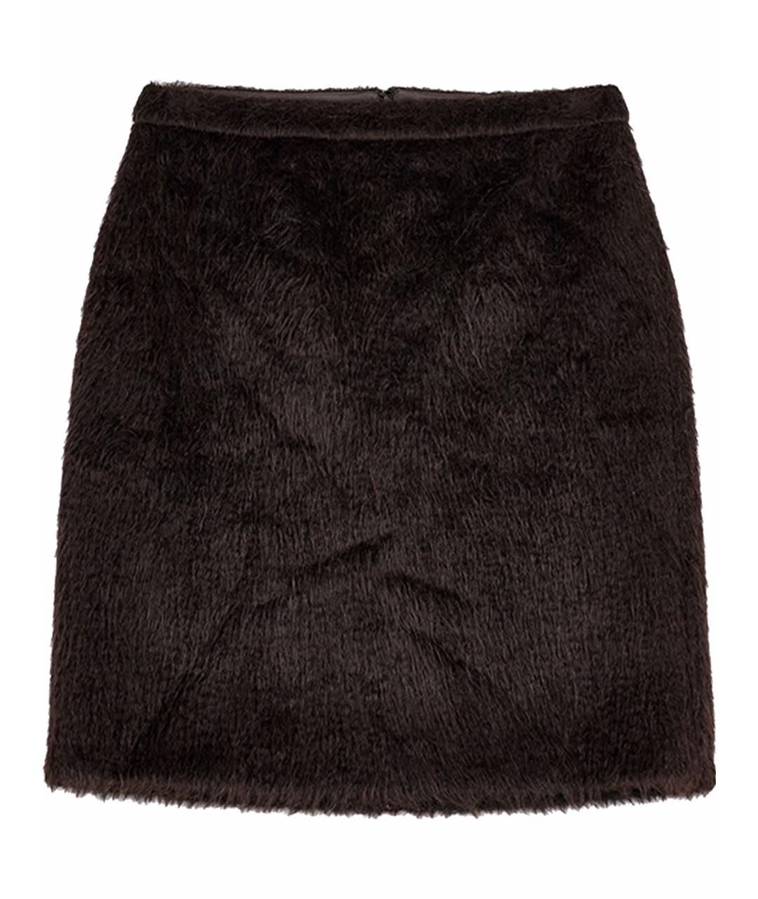 MAX MARA Коричневая шерстяная юбка мини, фото 1