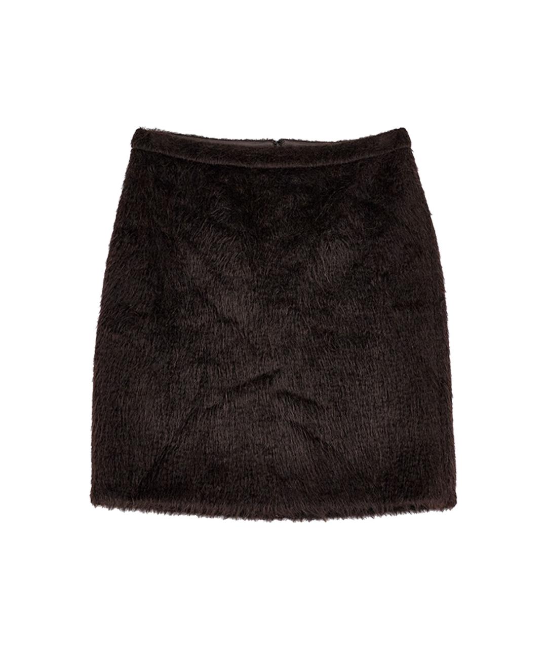 MAX MARA Коричневая шерстяная юбка мини, фото 6