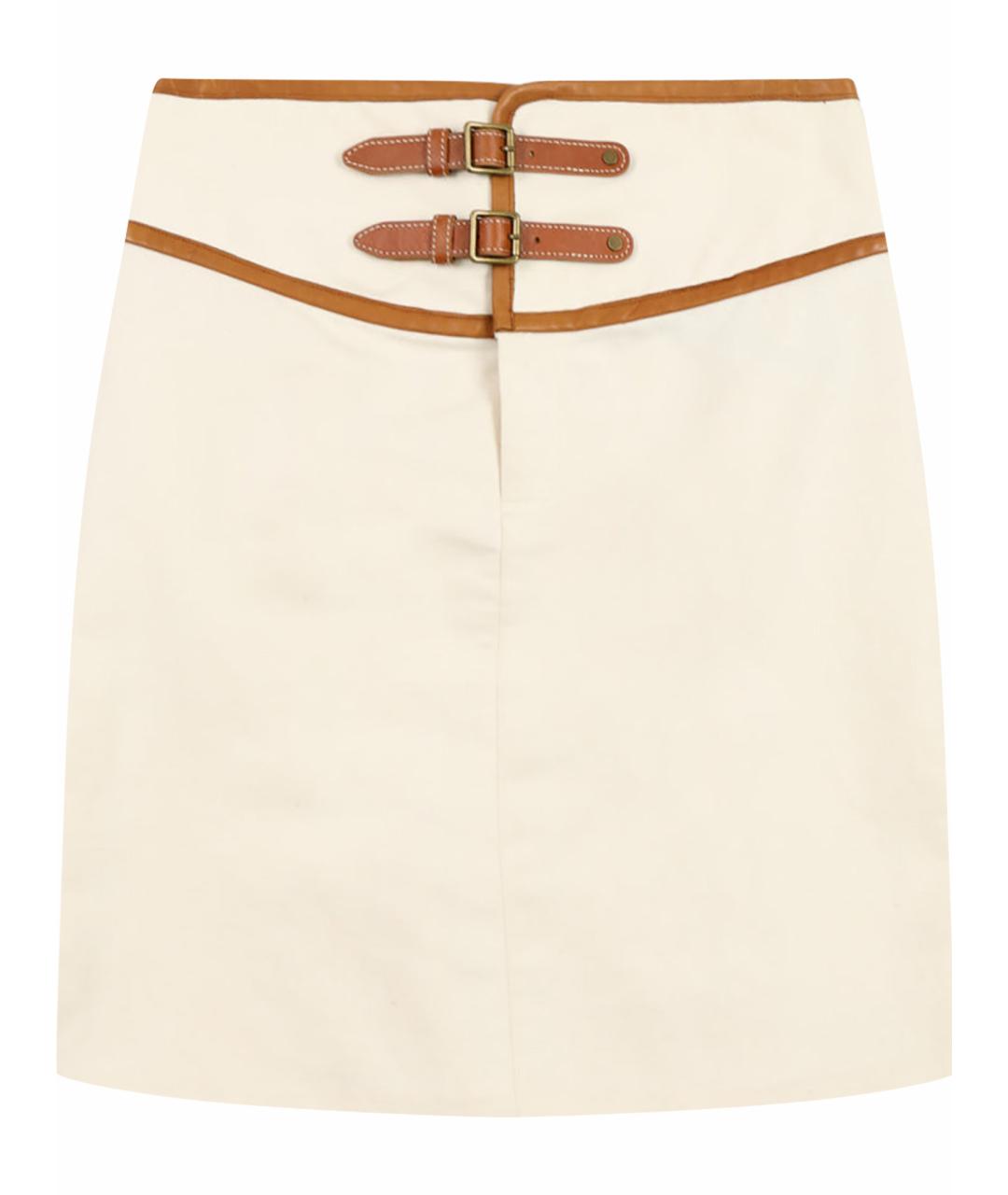 RALPH LAUREN Бежевая хлопковая юбка мини, фото 1