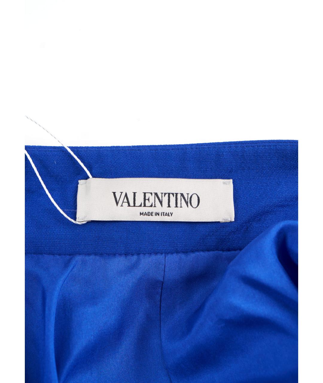 VALENTINO Синяя шерстяная юбка мини, фото 3