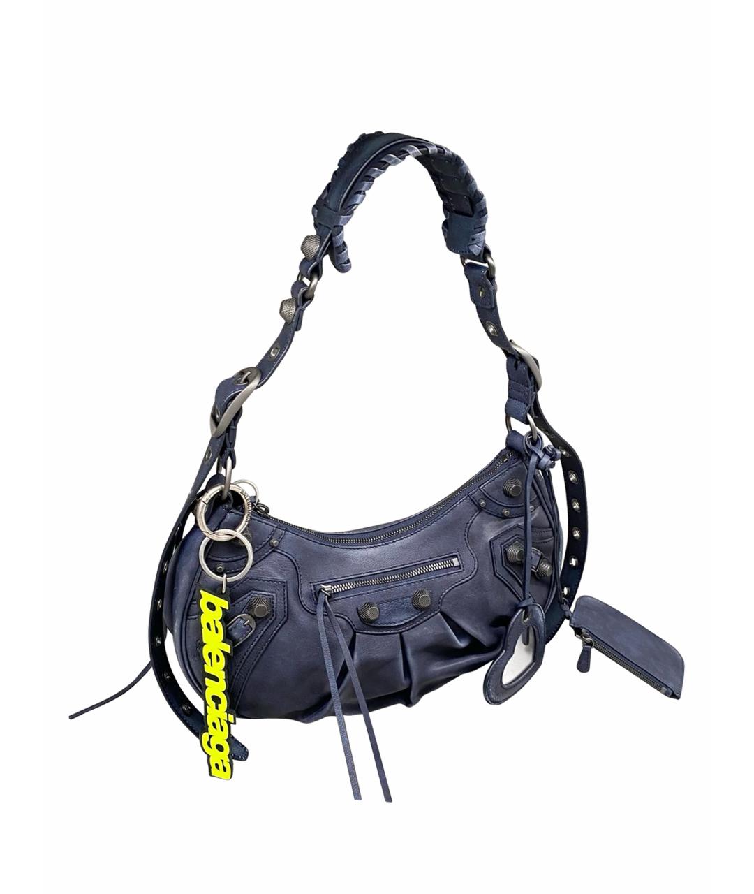 BALENCIAGA Темно-синяя кожаная сумка через плечо, фото 1