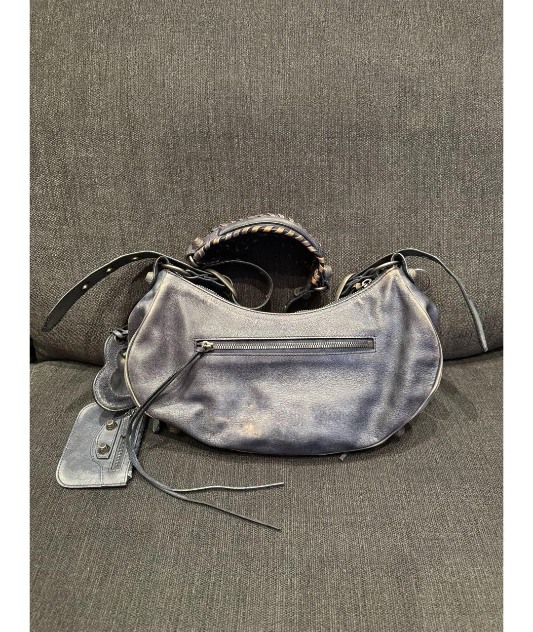 BALENCIAGA Темно-синяя кожаная сумка через плечо, фото 4