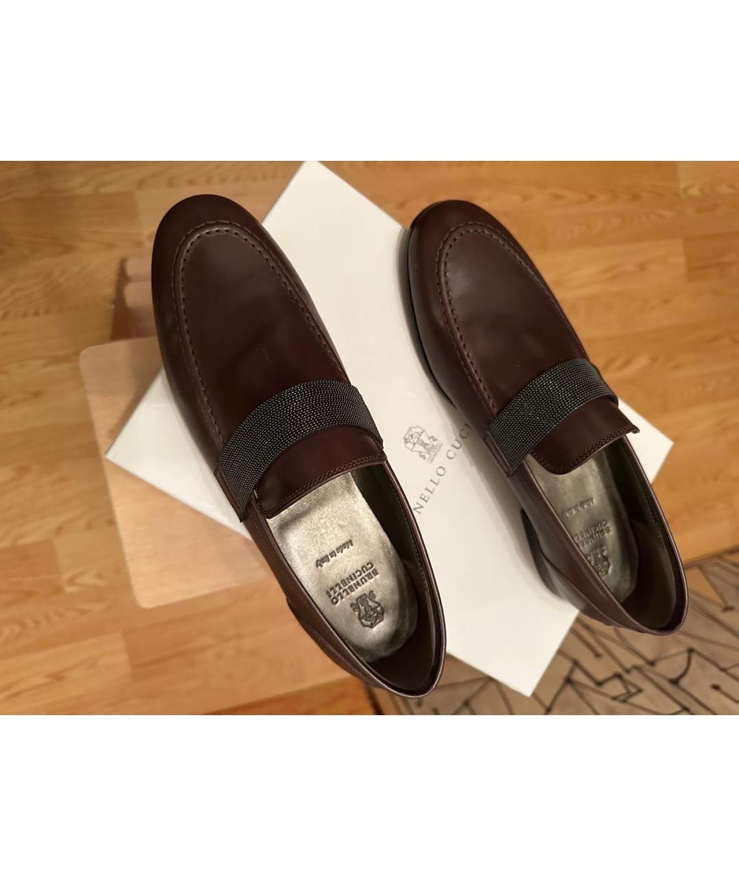 BRUNELLO CUCINELLI Коричневые кожаные лоферы, фото 3