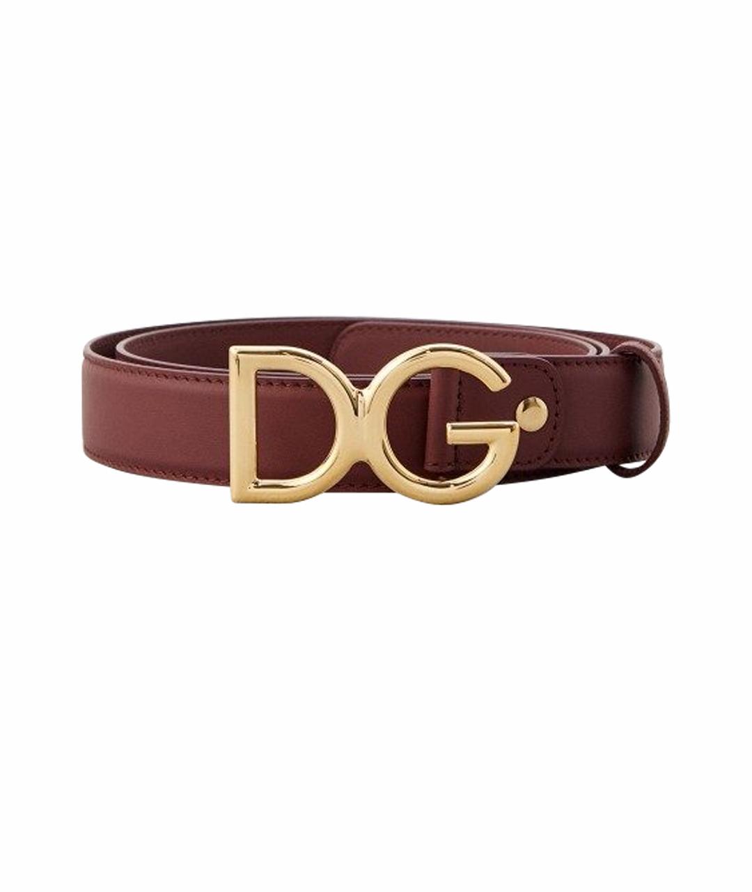 DOLCE&GABBANA Бордовый кожаный ремень, фото 1
