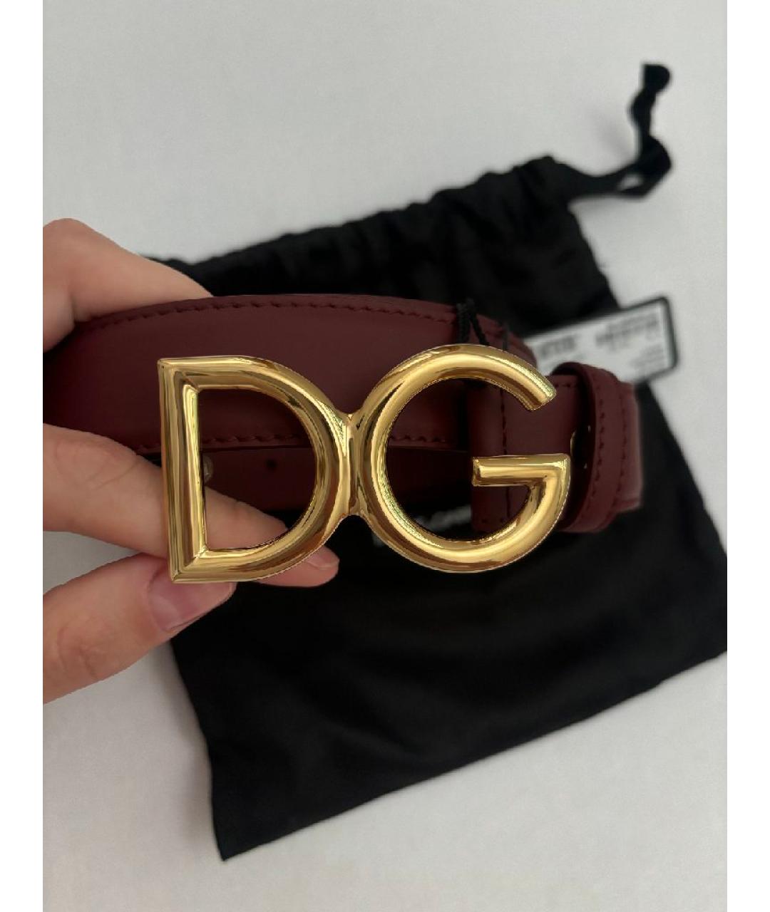 DOLCE&GABBANA Бордовый кожаный ремень, фото 3
