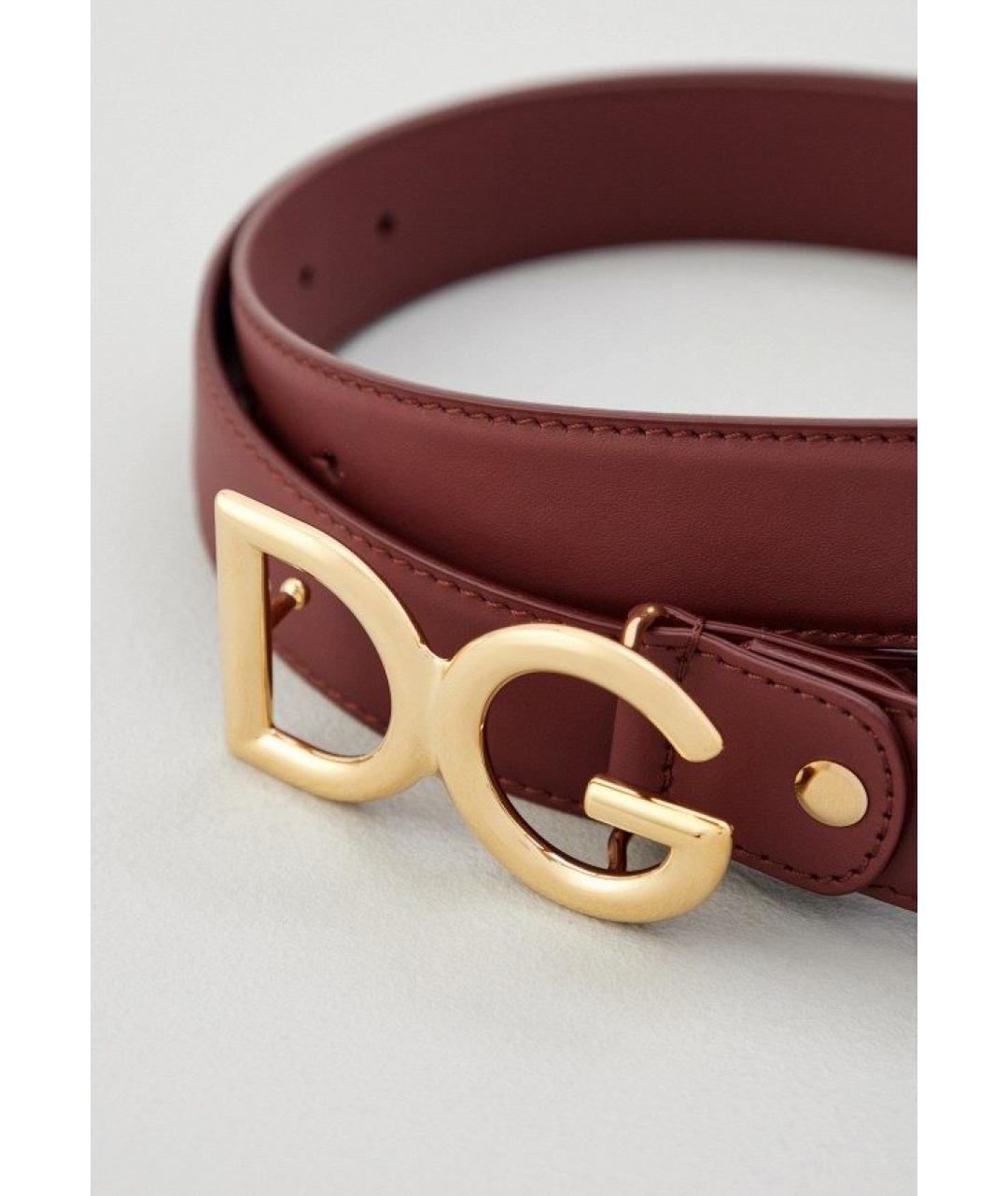 DOLCE&GABBANA Бордовый кожаный ремень, фото 8