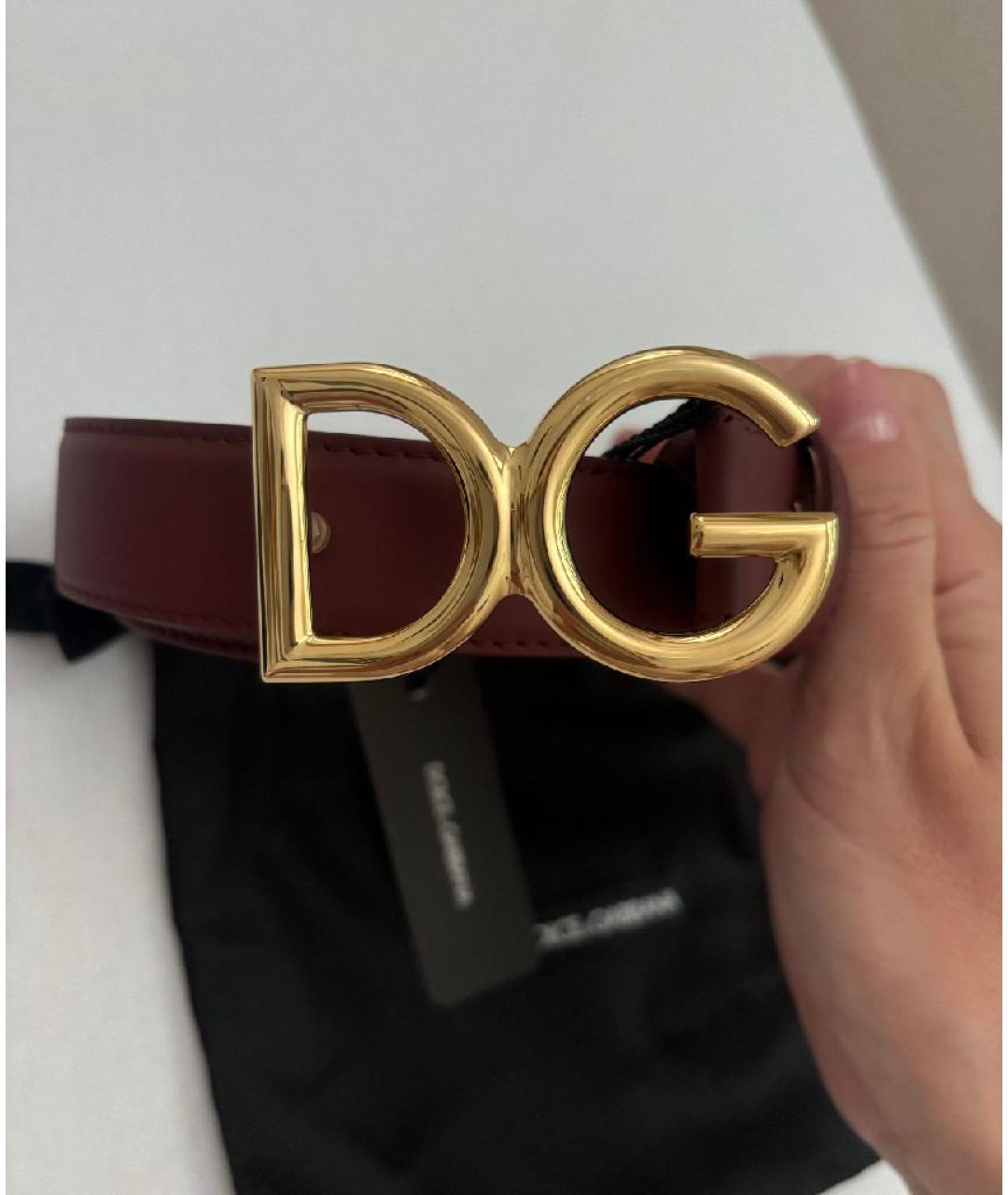 DOLCE&GABBANA Бордовый кожаный ремень, фото 2