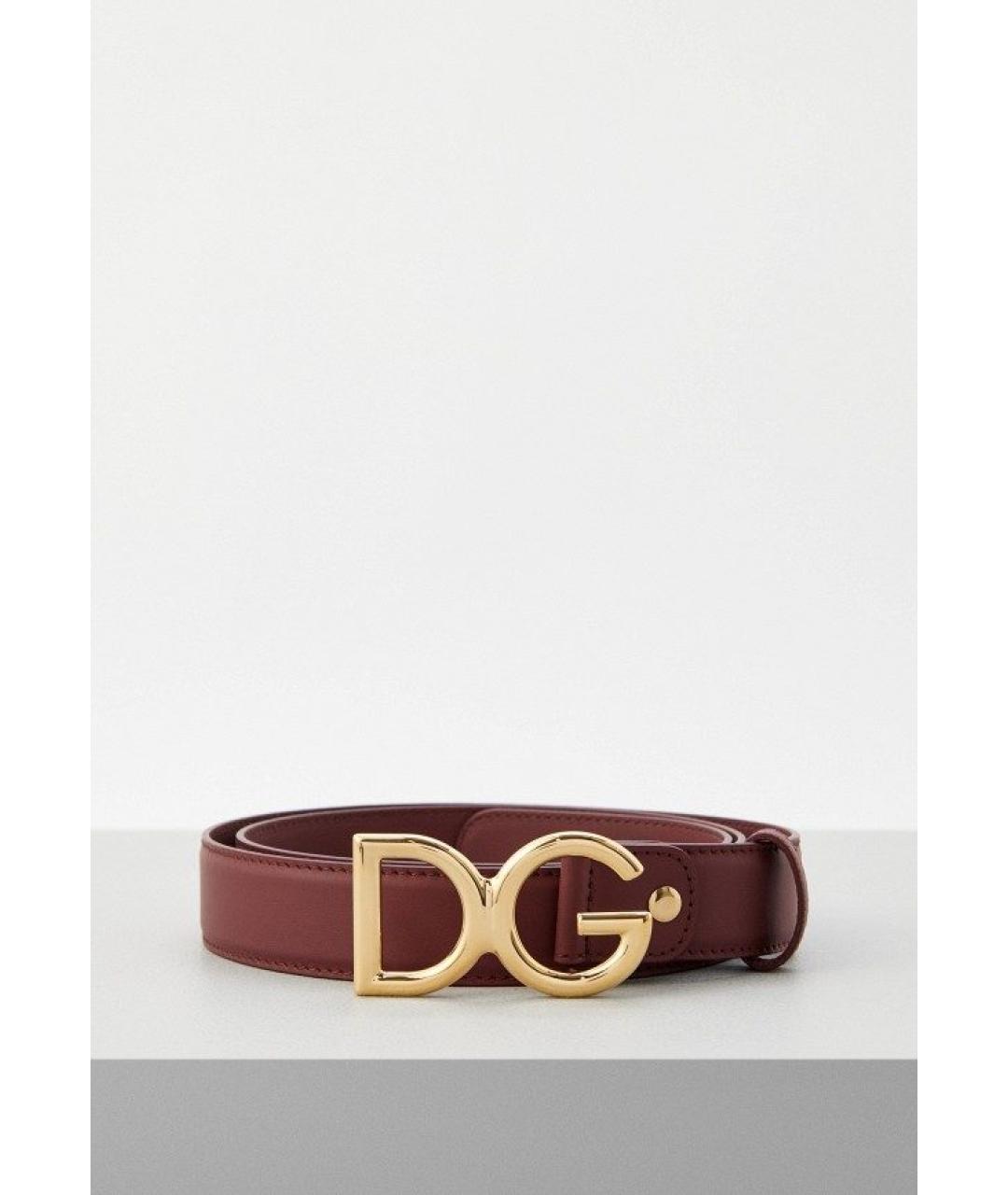 DOLCE&GABBANA Бордовый кожаный ремень, фото 10