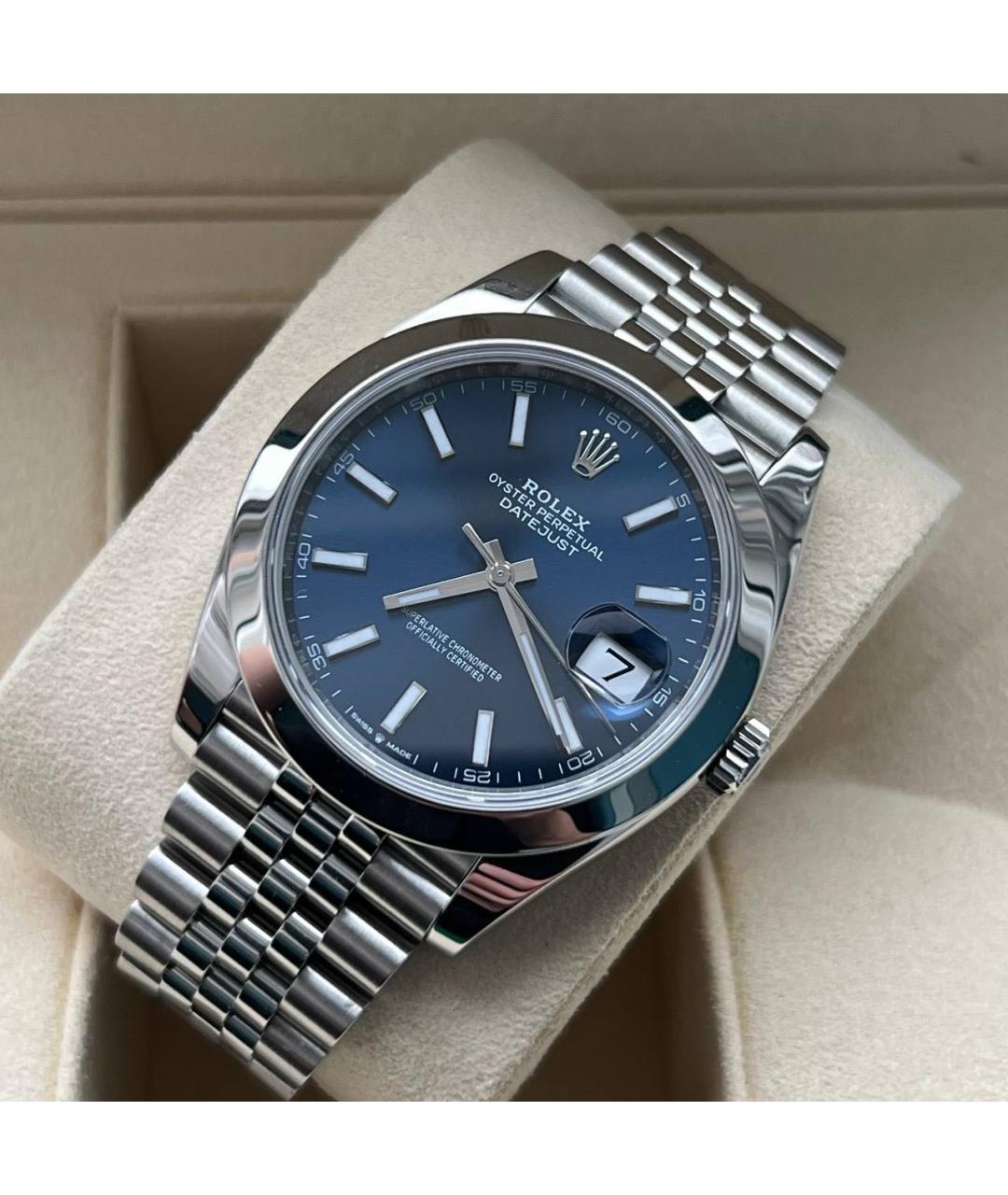 ROLEX Синие стальные часы, фото 3