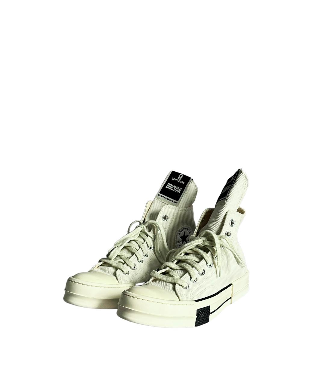 RICK OWENS DRKSHDW Белые текстильные высокие кроссовки / кеды, фото 2
