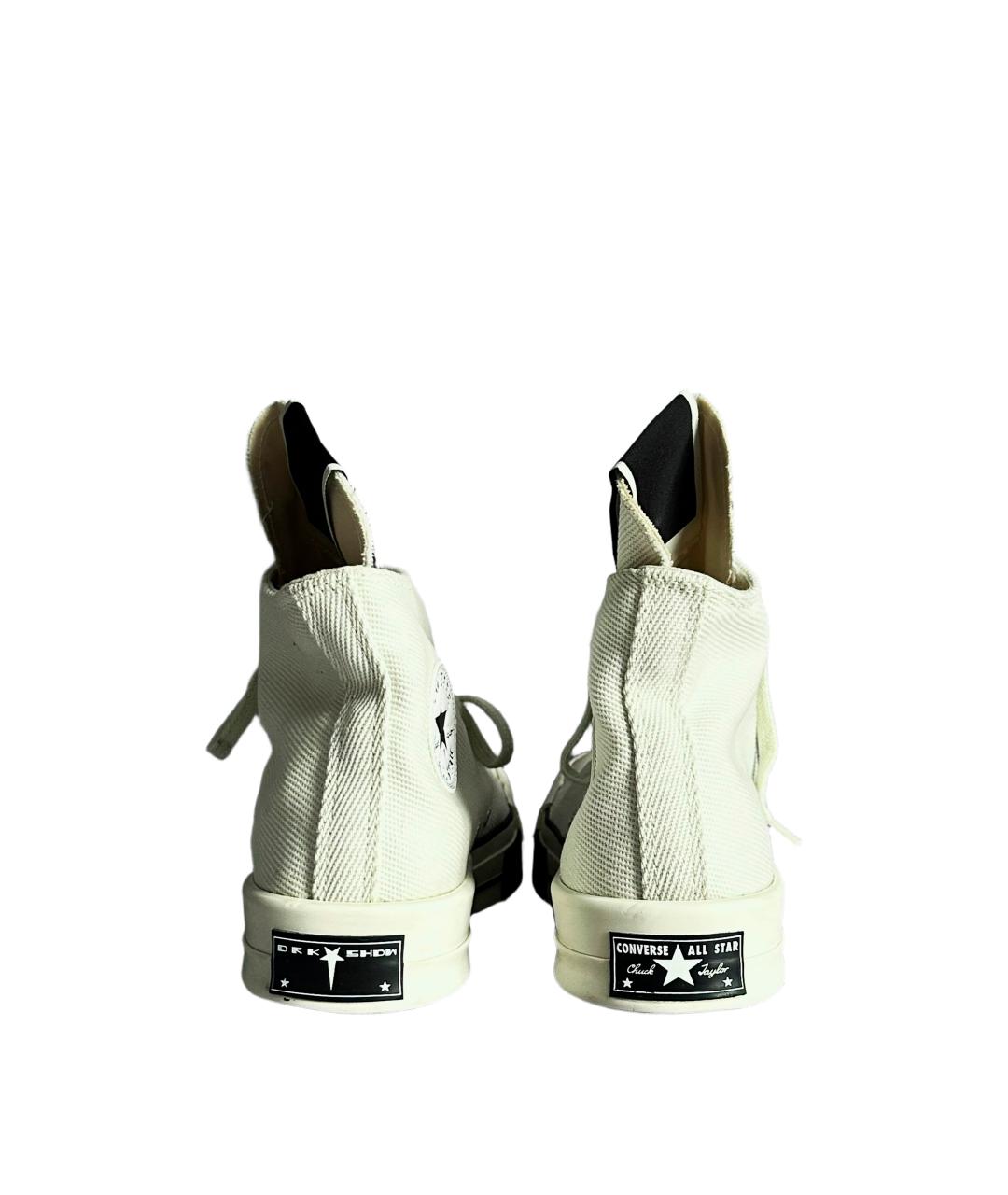 RICK OWENS DRKSHDW Белые текстильные высокие кроссовки / кеды, фото 5