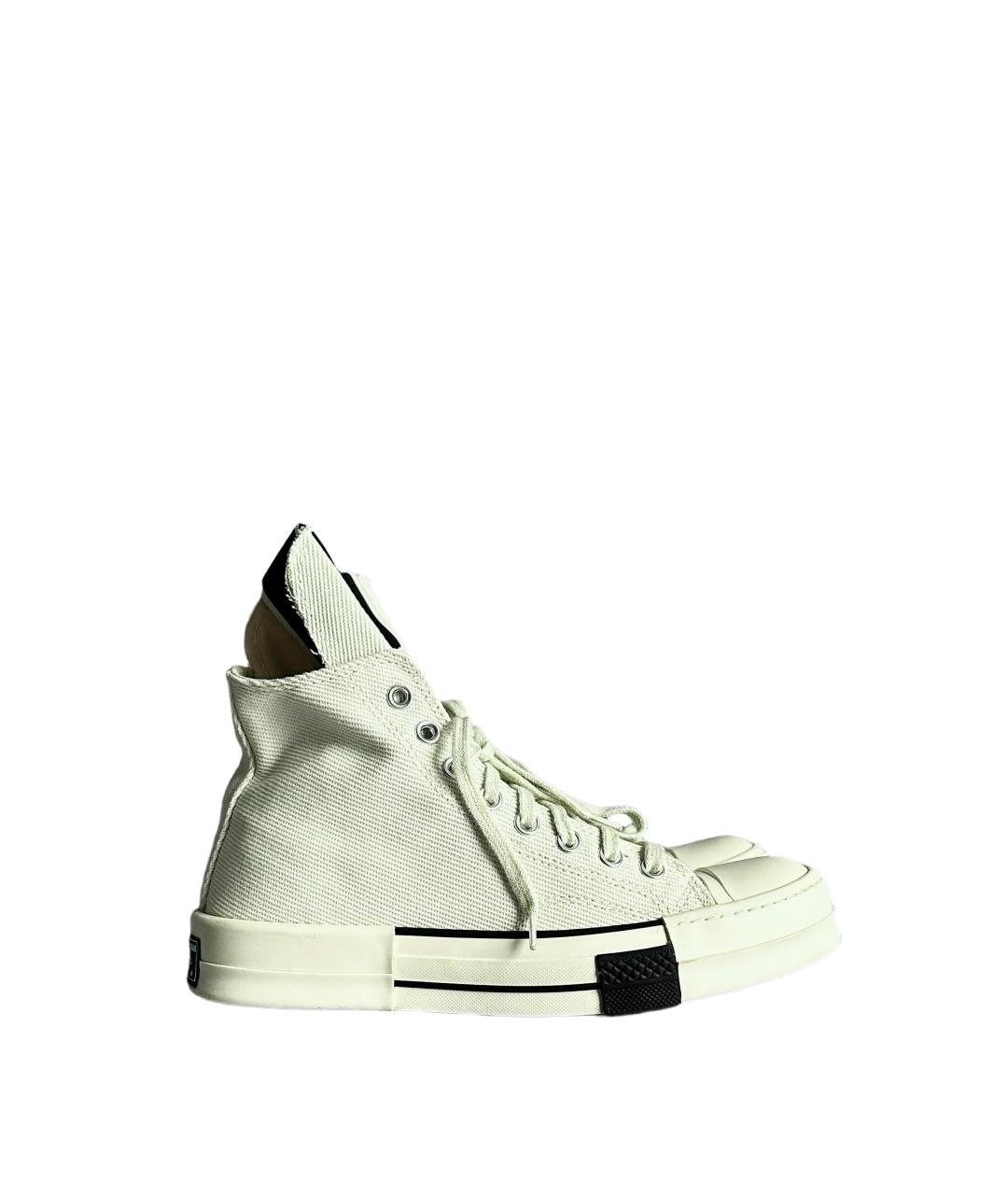 RICK OWENS DRKSHDW Белые текстильные высокие кроссовки / кеды, фото 3