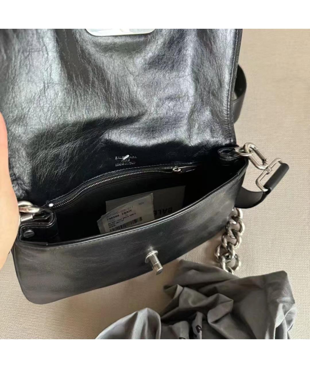BALENCIAGA Черная кожаная сумка через плечо, фото 3