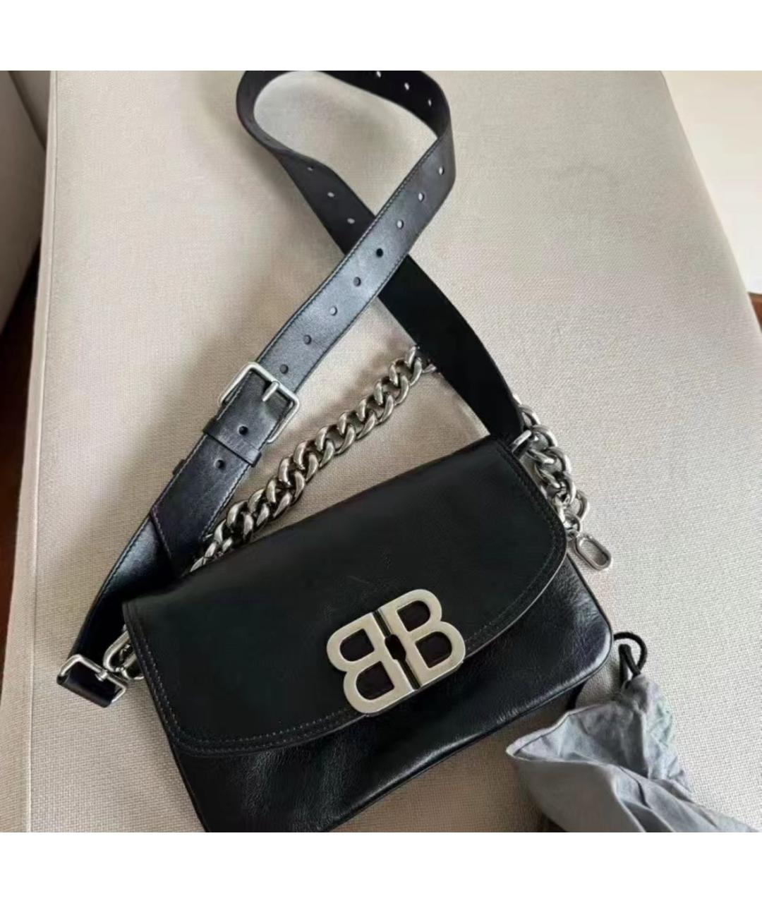 BALENCIAGA Черная кожаная сумка через плечо, фото 2