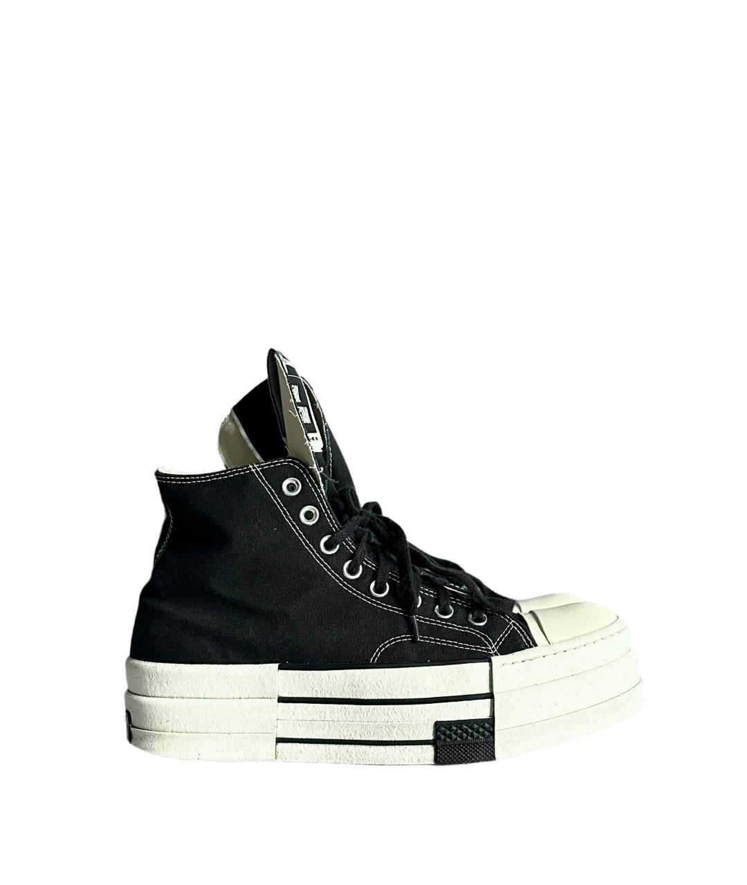 RICK OWENS DRKSHDW Черные текстильные высокие кроссовки / кеды, фото 3