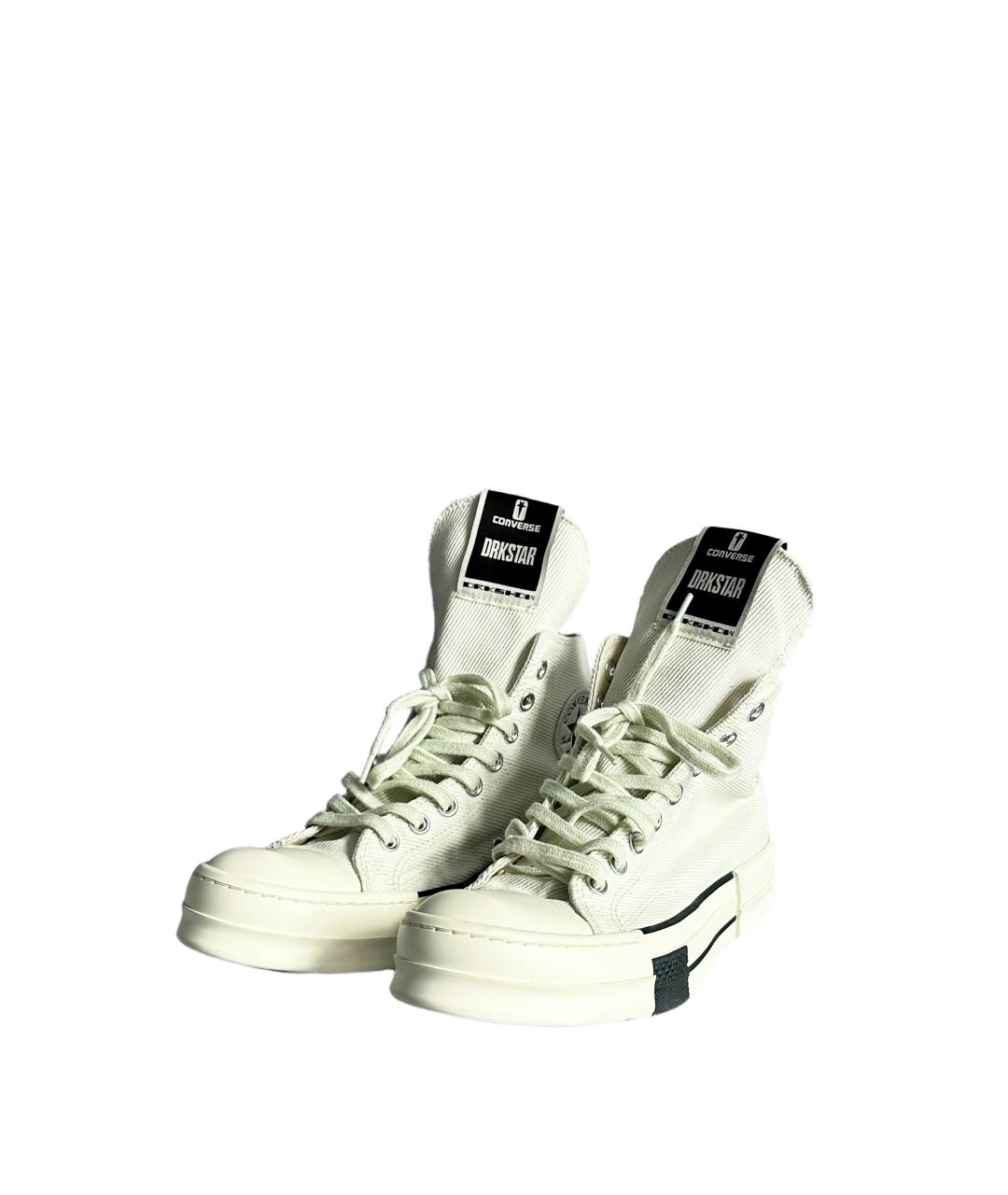 RICK OWENS DRKSHDW Белые текстильные высокие кроссовки / кеды, фото 2
