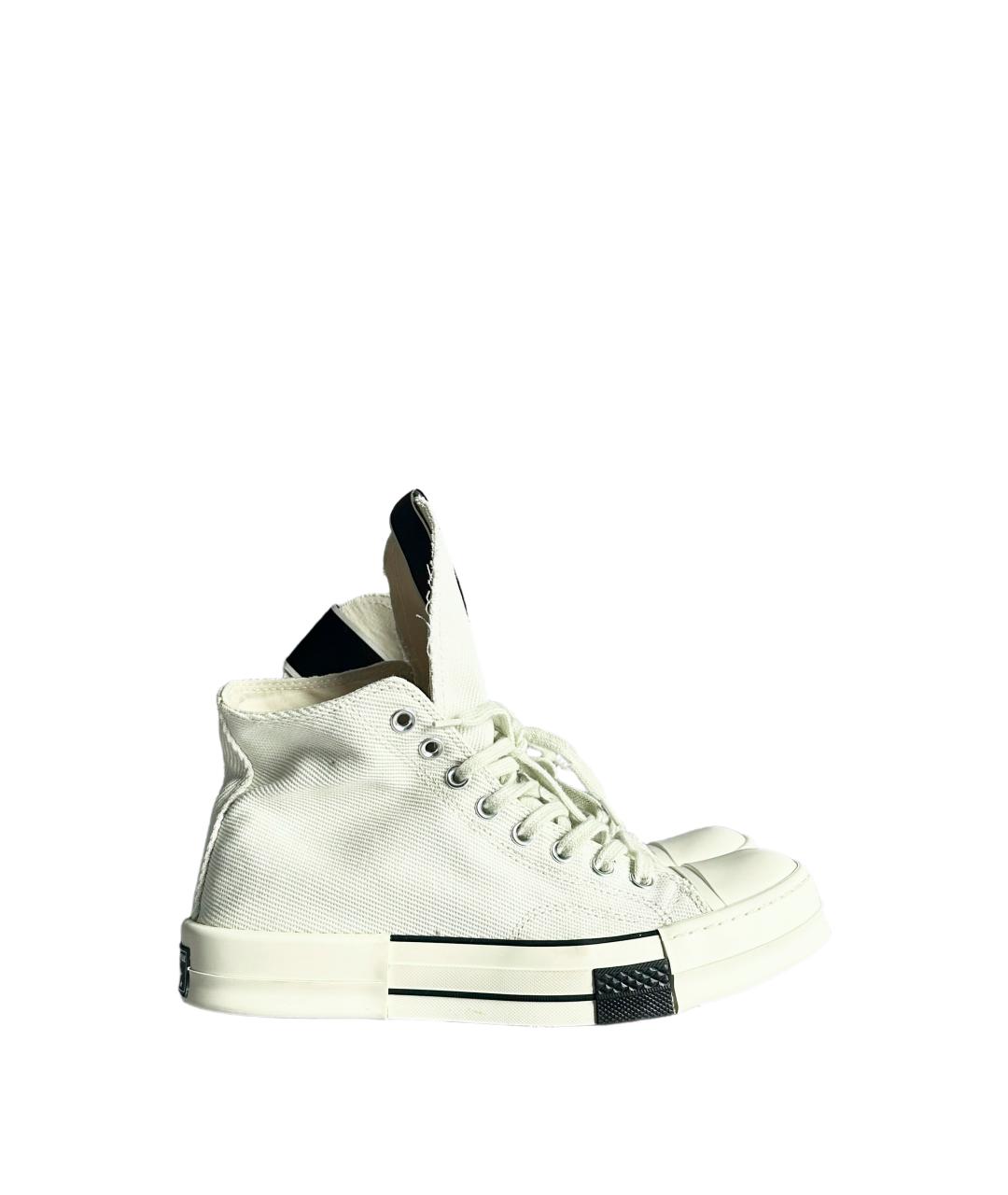 RICK OWENS DRKSHDW Белые текстильные высокие кроссовки / кеды, фото 3