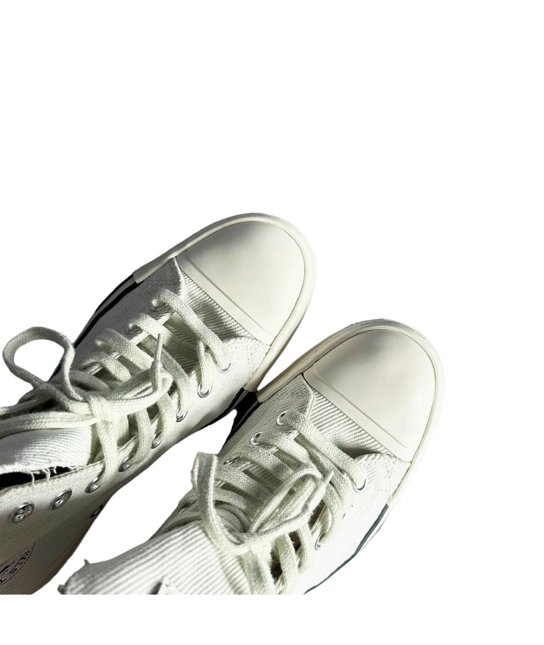 RICK OWENS DRKSHDW Белые текстильные высокие кроссовки / кеды, фото 4