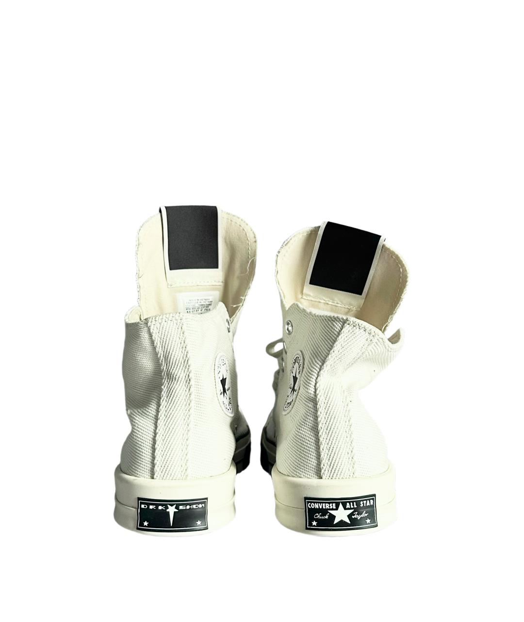 RICK OWENS DRKSHDW Белые текстильные высокие кроссовки / кеды, фото 5