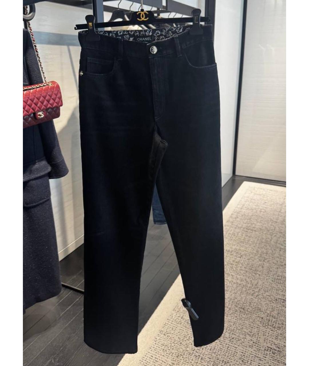 CHANEL Черные хлопковые прямые джинсы, фото 5