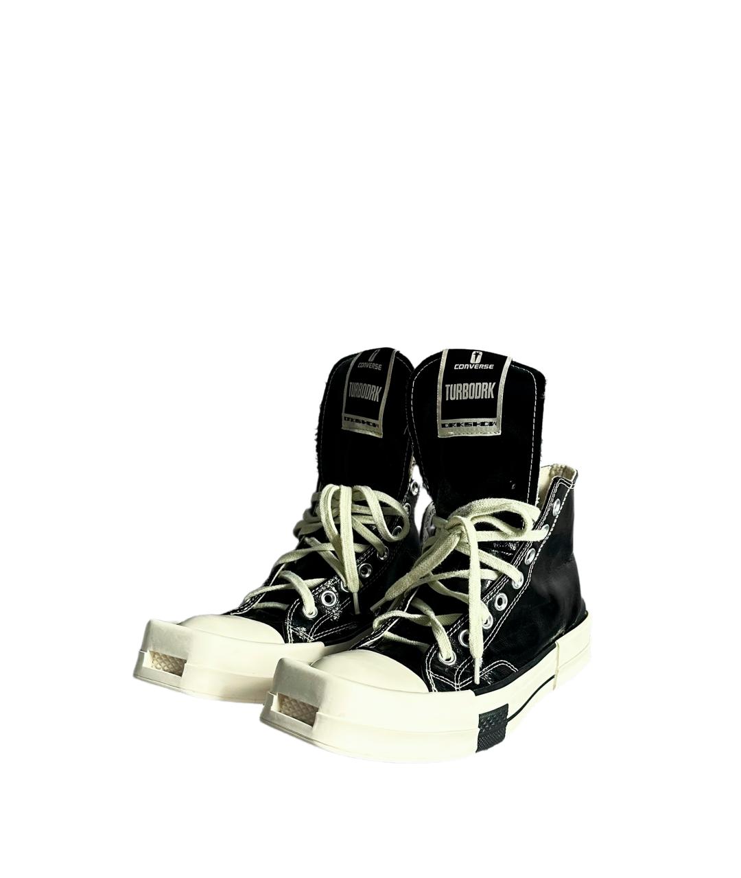 RICK OWENS DRKSHDW Черные текстильные высокие кроссовки / кеды, фото 2