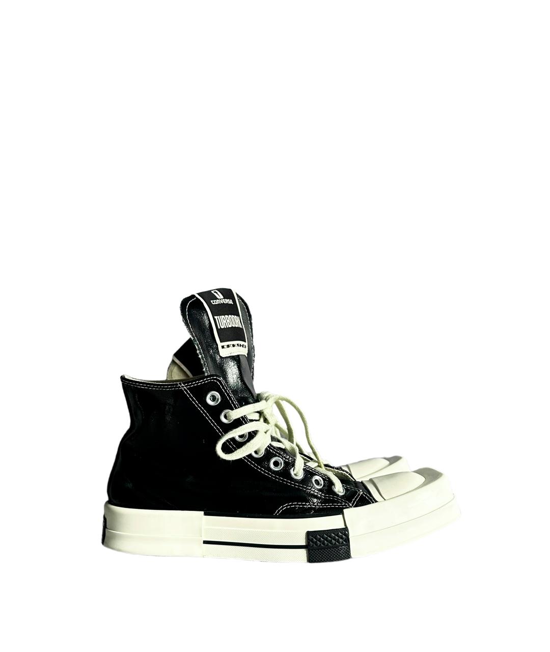RICK OWENS DRKSHDW Черные текстильные высокие кроссовки / кеды, фото 3