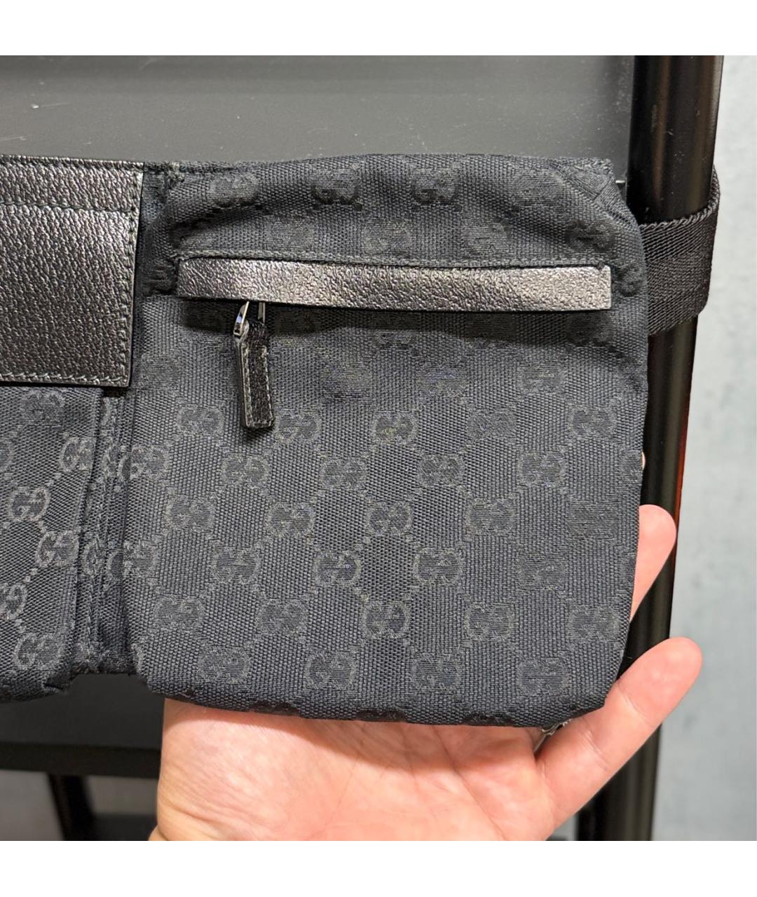 GUCCI Черная хлопковая поясная сумка, фото 5