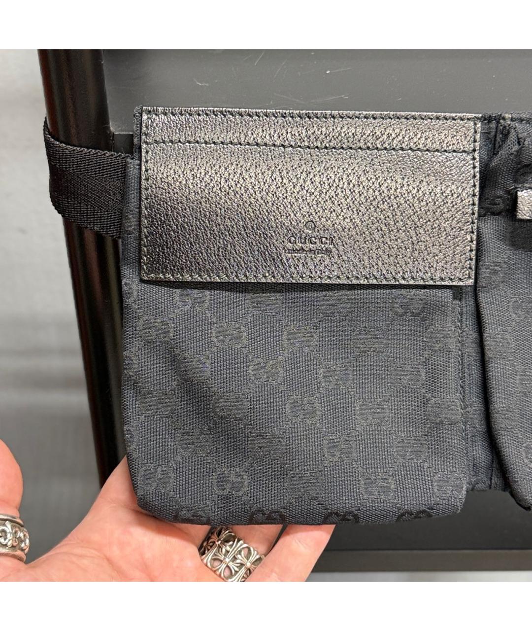 GUCCI Черная хлопковая поясная сумка, фото 4