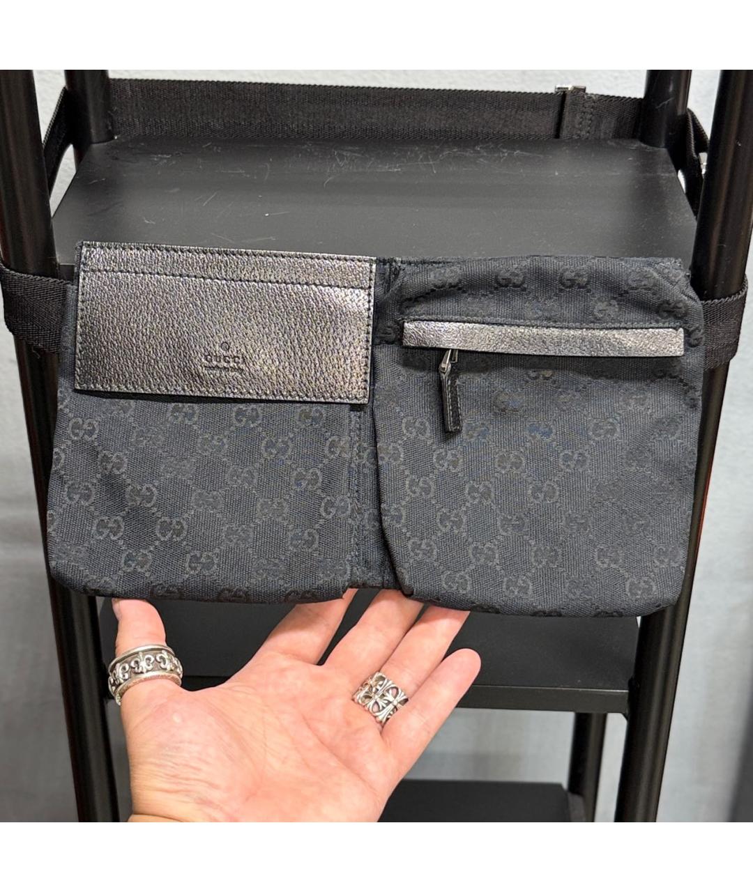 GUCCI Черная хлопковая поясная сумка, фото 3