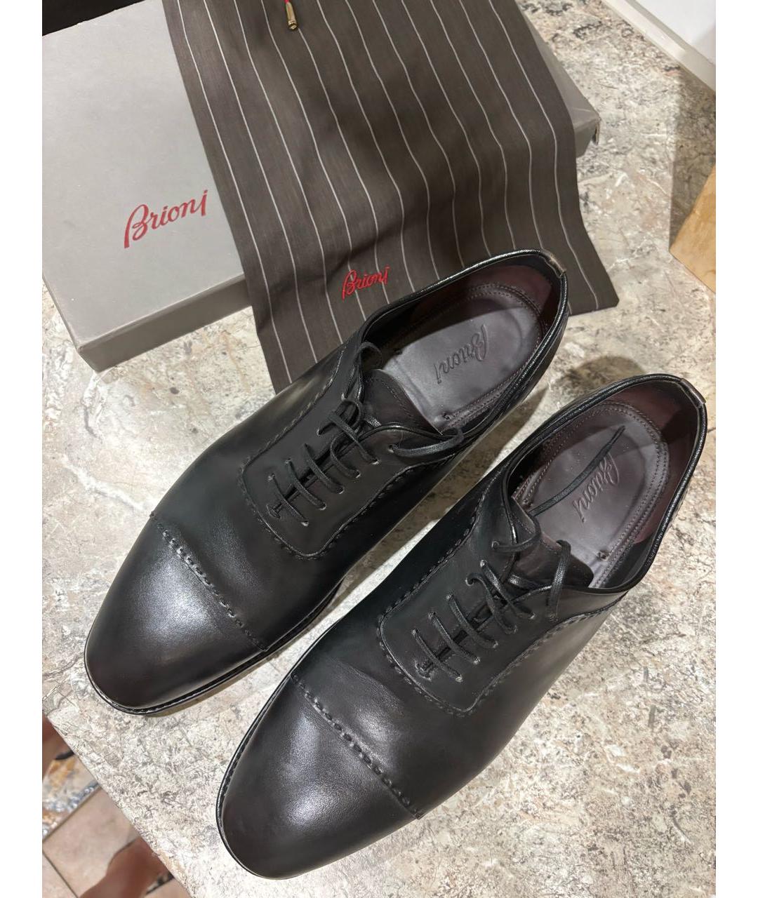 BRIONI Черные кожаные низкие ботинки, фото 2