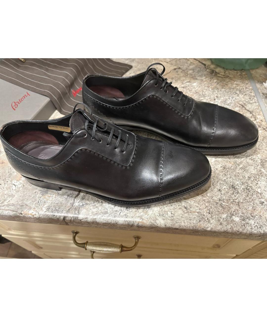 BRIONI Черные кожаные низкие ботинки, фото 6
