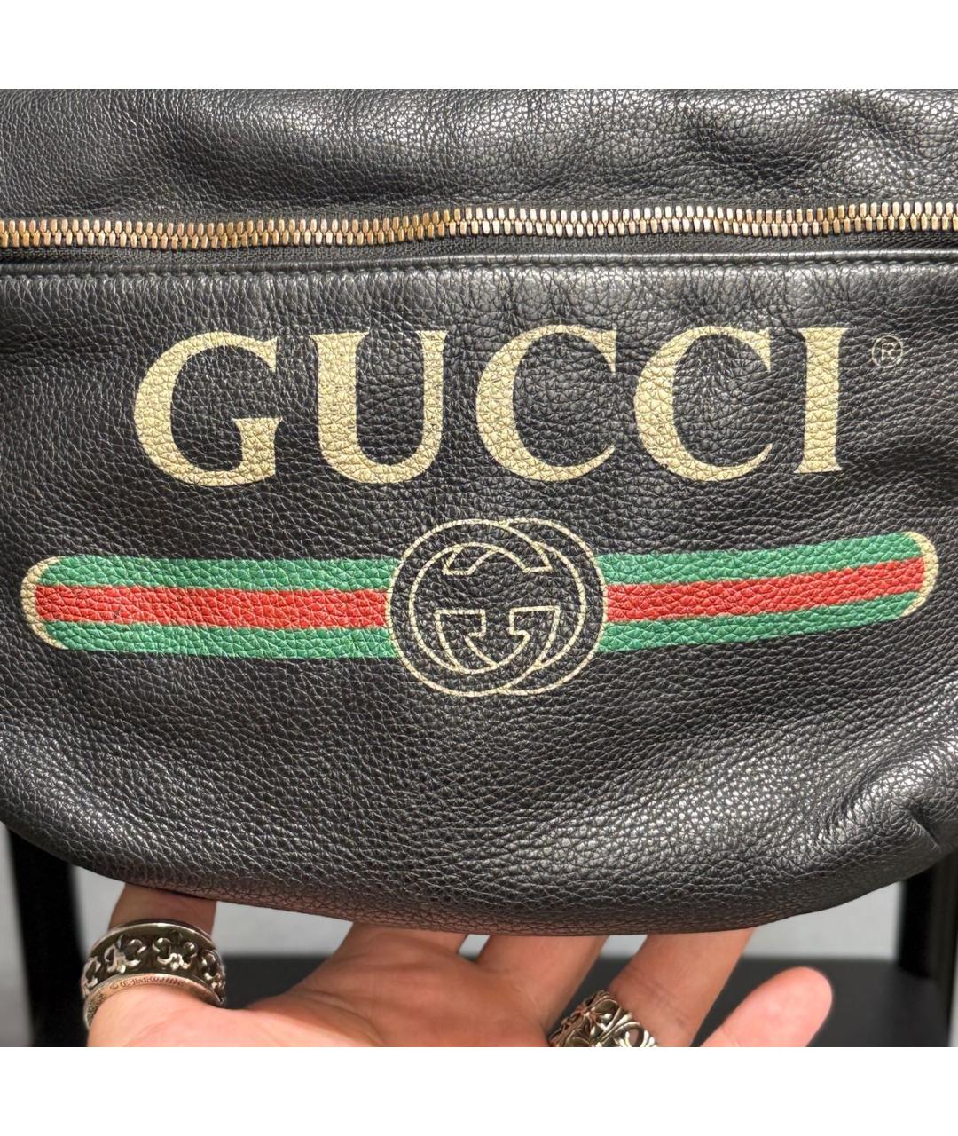 GUCCI Черная кожаная поясная сумка, фото 3