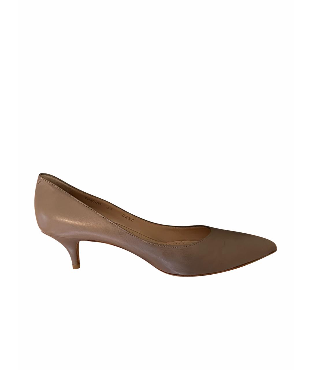 BALLY Бежевые кожаные лодочки на низком каблуке, фото 1
