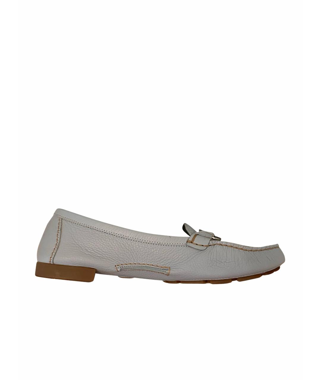 FERRAGAMO Голубые кожаные мокасины, фото 1